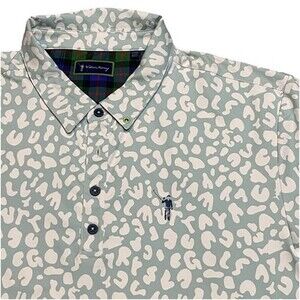 William Murray Mens Golf Polo‎ XL  AOP Cheetah Camo Tech performance Blue